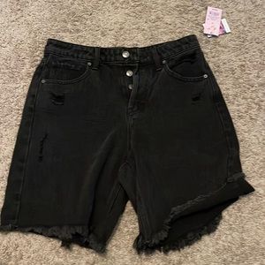 Black button up shorts